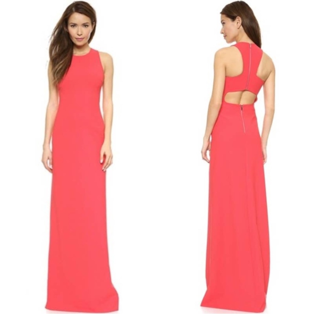 Elizabeth and James Orange Pink Backless Halter Dress